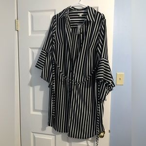 CATO BLACK AND WHITE STRIPED DRESS
